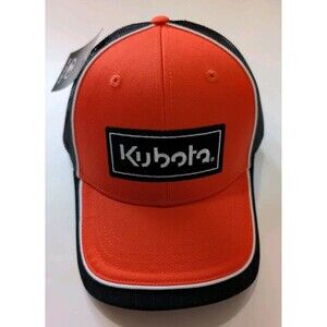 NWT Kubota Orange & Black Strapback Cap Adjustable Trucker Baseball Hat